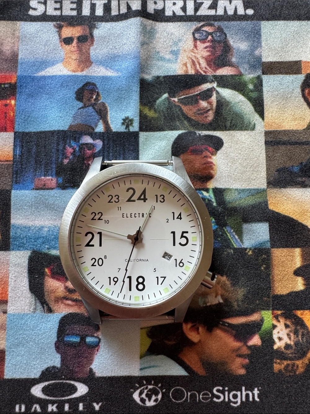Electric Brand Watch with White Dial and Silver Case